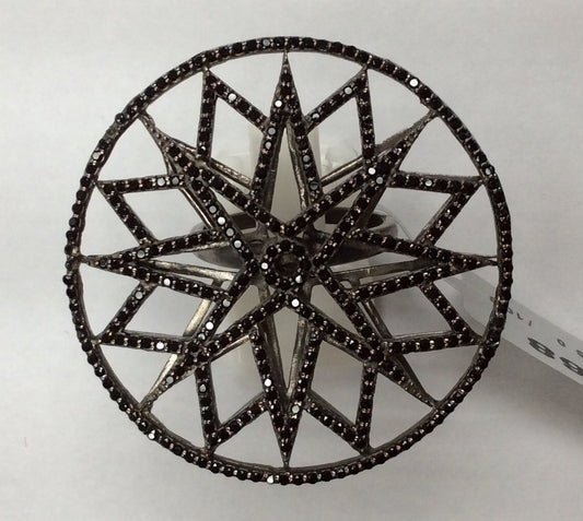 Round Black Spinel Ring
