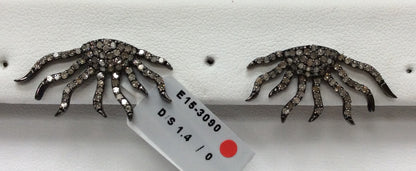 Sun Diamond Silver Earring .925 Oxidized Sterling Silver Diamond Earring, Genuine handmade pave diamond Earring Size 1.12"(14 x 28 MM )