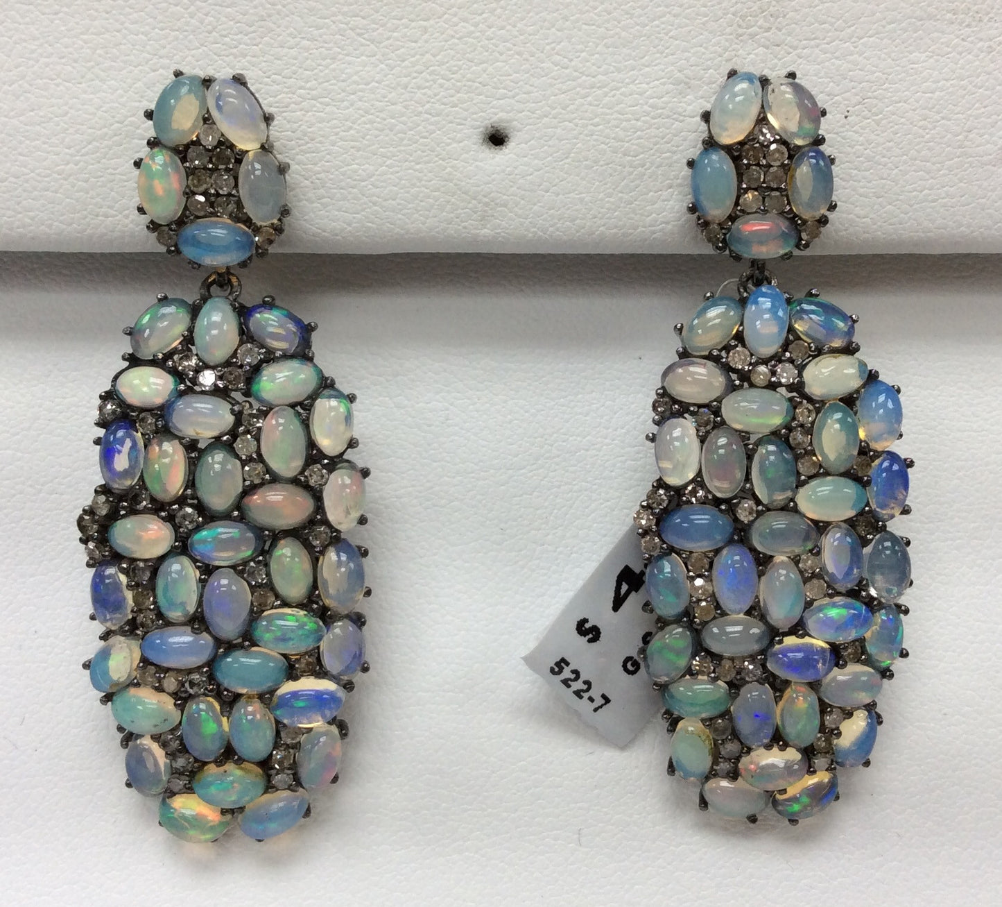 Diamond Silver Earring .925 Oxidized Sterling Silver Diamond Earring, Genuine handmade pave diamond Earring Size 2.08"(19 x 52 MM )