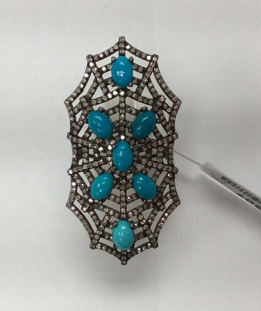 Diamond and Silver Turqouise Rings