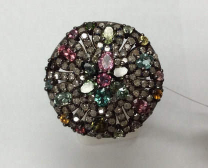 DIAMOND AND MULTI TOURMALINE RINGS