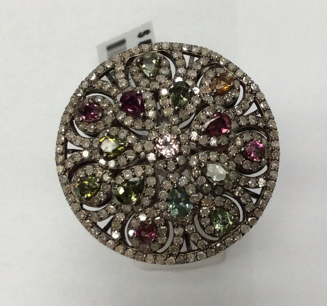 DIAMOND AND MULTI TOURMALINE RINGS