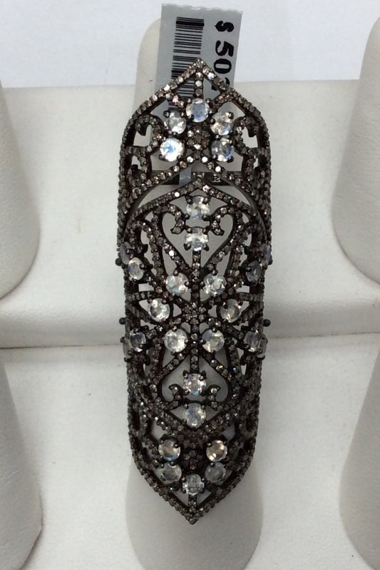 Daimond and Silver Rainbow Moon Rings