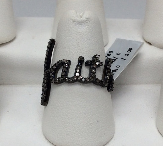 Diamond and Silver Black Rhodium Finish Rings