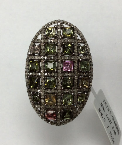 DIAMOND AND MULTI TOURMALINE RINGS