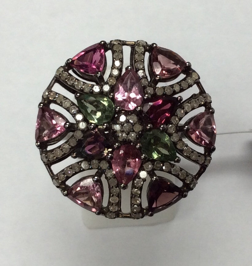 DIAMOND AND MULTI TOURMALINE RINGS