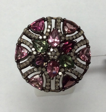 DIAMOND AND MULTI TOURMALINE RINGS