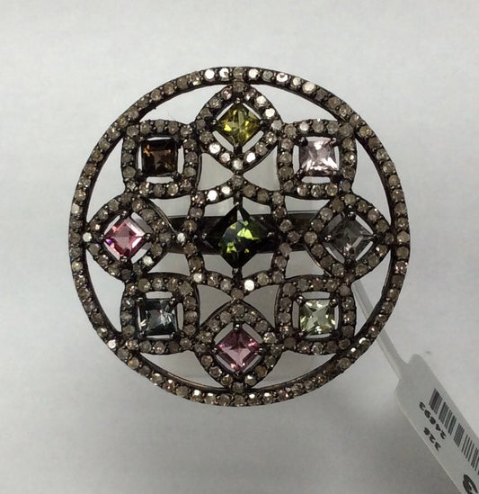 DIAMOND AND MULTI TOURMALINE RINGS