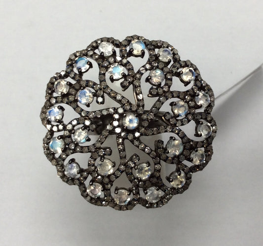 Daimond and Silver Rainbow Moonstone Rings