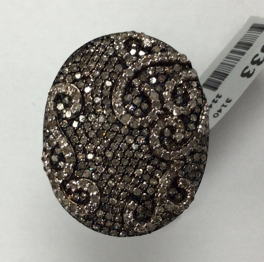 Diamond and Silver Black Rhodium Finish Rings