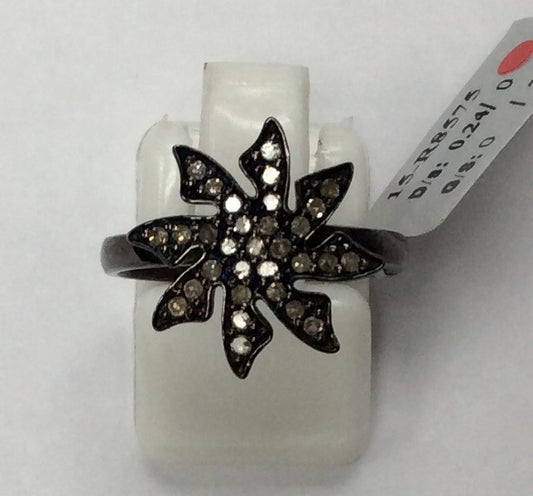 Diamond and Silver Black Rhodium Finish Ring