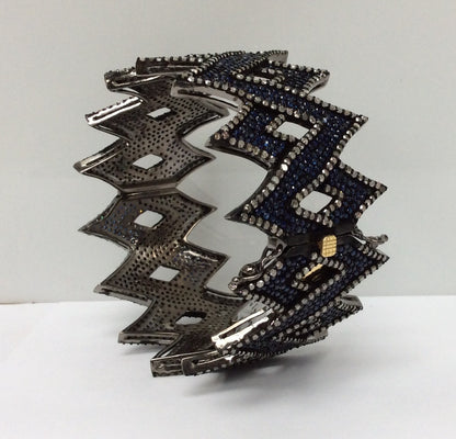 Diamond And Natural Blue Sapphire Bangles