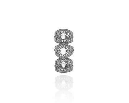Knuckle Sterling Silver Ring Diamond And Gemstones