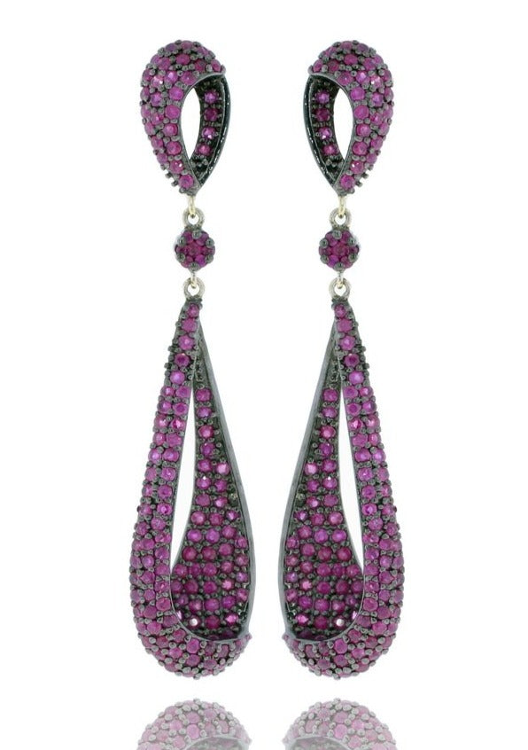 Diamond and Silver Black Rhodium Finish Earrings