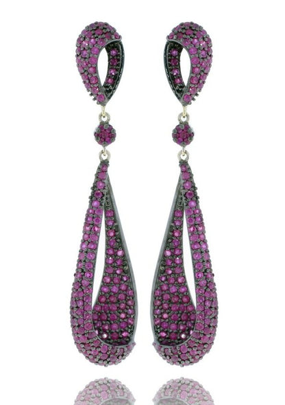 Diamond and Silver Black Rhodium Finish Earrings
