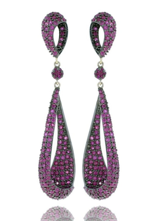 Diamond and Silver Black Rhodium Finish Earrings