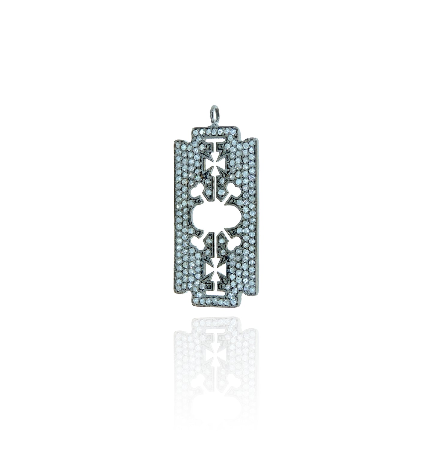 Diamond Blade Diamond Pendant, Pave Diamond Pendant, Blade Necklace, Approx 40 x 17mm. Sterling Silver