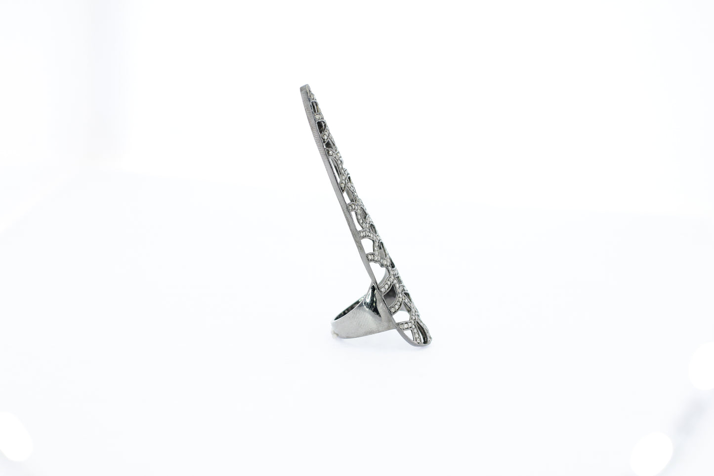 Diamond and Silver Black Rhodium Finish Rings