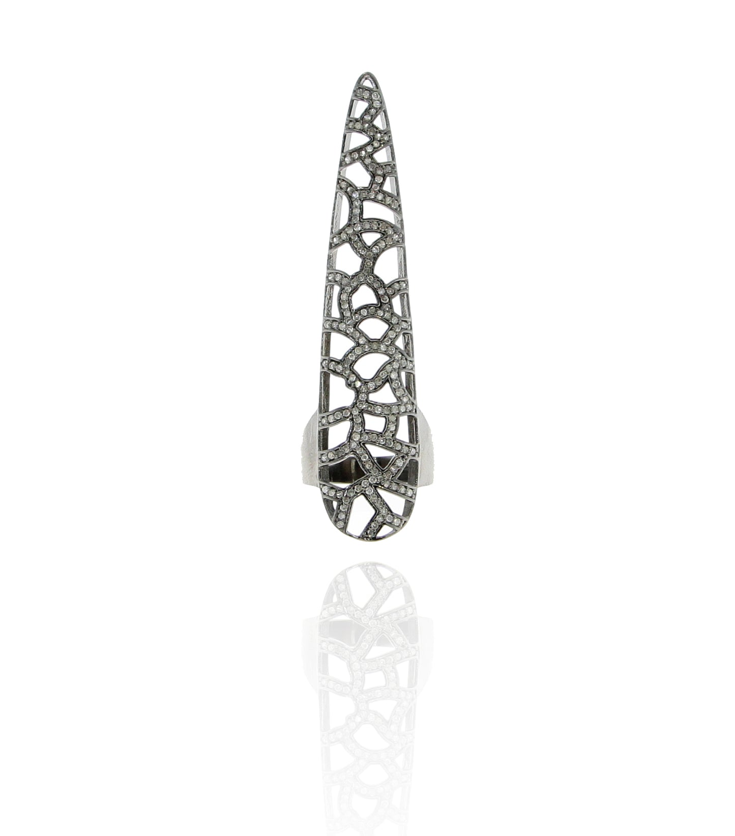 Diamond and Silver Black Rhodium Finish Rings