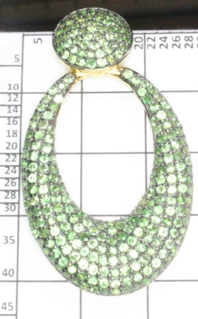 Oval Shape Silver Oxidized Earring with Diamonds