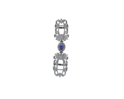 Diamond and Silver Ruby Stone Black Rhodium Finish Rings .