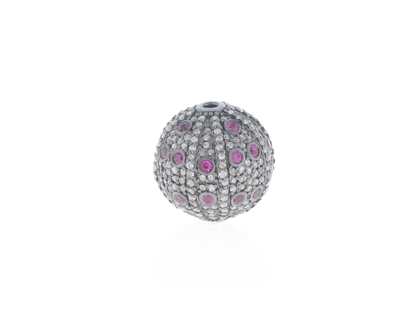 Silver and Diamond Pave Beads