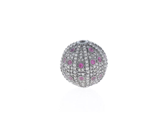 Silver and Diamond Pave Beads