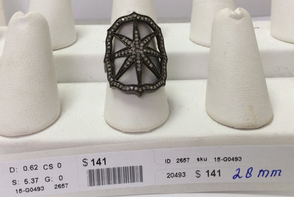 Diamond and Silver Black Rhodium Finish Ring