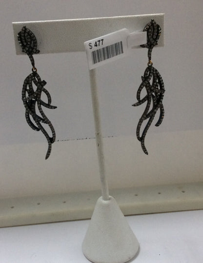 Diamond and Silver Black Rhodium Finish Earring