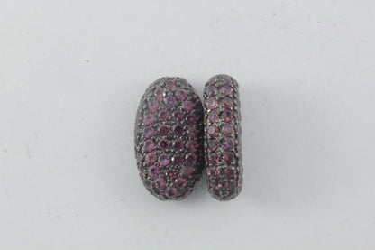 Oval Shape Blue Sapphire Pave Beads