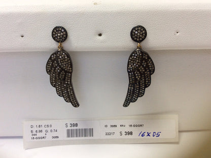 Diamond and Silver Black Rhodium Finish Earring