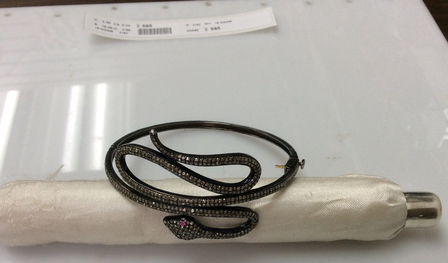 Diamond and Silver Ruby Stone Black Rhodium Finish Bracelets