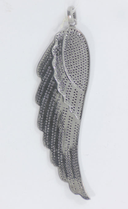 Wings Diamond Pendant .925 Oxidized Sterling Silver Diamond Pendant, Genuine handmade pave diamond Pendant Size Approx 3.20"(80 x 29 MM)