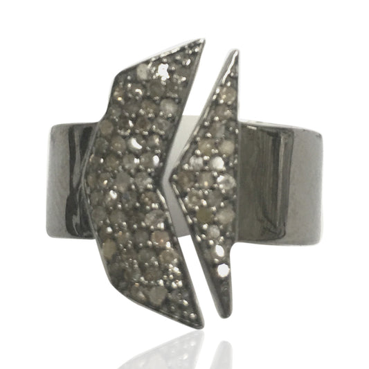 DIAMOND AND SILVER BLACK RHODIUM FINISH RINGS