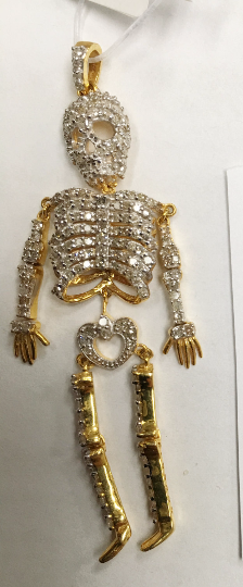 14K Solid Gold Diamond Skeleton Pendants. Approx Size 2.60 "(19 x 65 mm)