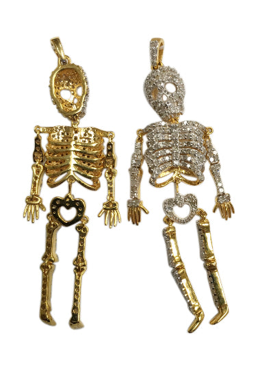 14K Solid Gold Diamond Skeleton Pendants. Approx Size 2.60 "(19 x 65 mm)