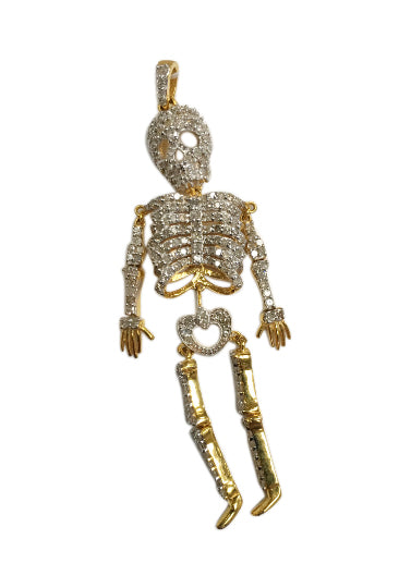 14K Solid Gold Diamond Skeleton Pendants. Approx Size 2.60 "(19 x 65 mm)