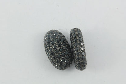Oval Shape Blue Sapphire Pave Beads