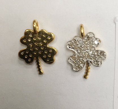 14k Solid Gold Flower Diamond Pendants. Approx Size 0.56 "(11 x 14 mm)