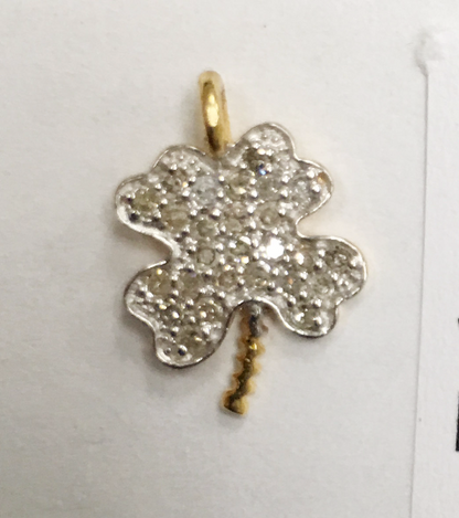 14k Solid Gold Flower Diamond Pendants. Approx Size 0.56 "(11 x 14 mm)