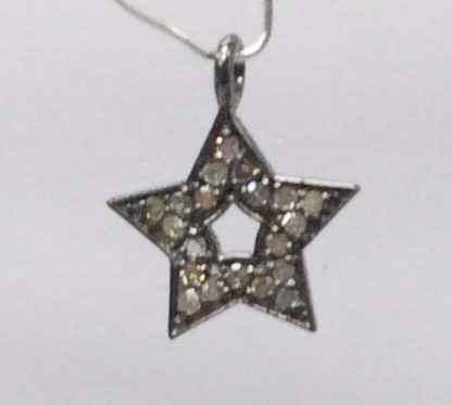 Stars Diamond Charm .925 Oxidized Sterling Silver Diamond Charms, Genuine handmade pave diamond Charm Size Approx 0.52"(13 x 13 MM)