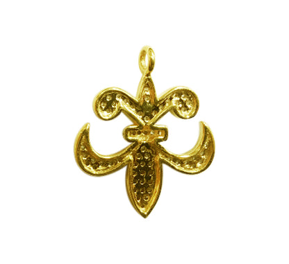 14K Solid Gold Diamond Fleur Di Lis Shape Pendants. Approx Size 0.88 "(22 x 18 mm)