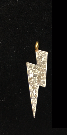 14K Solid Gold Diamond Lightning Pendants. Approx Size 1.00 "(7 x 25 mm)