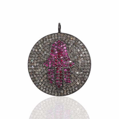 Hamsa on Disc Diamond charm