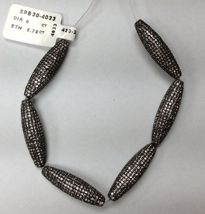 Tube Shape Beads with Gemstones Crafted on Sterling Silver