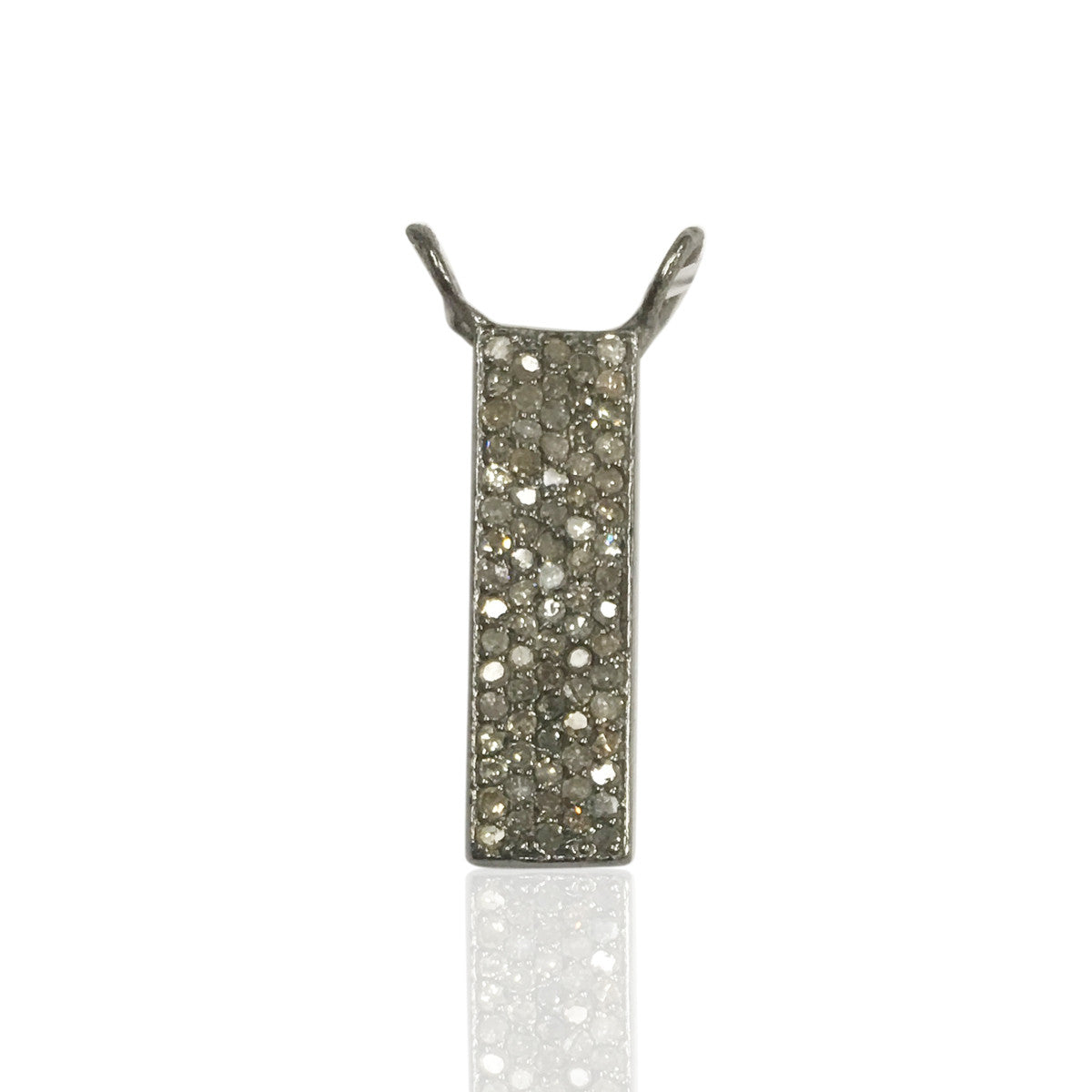Rectangle Diamond Charms .925 Oxidized Sterling Silver Diamond Charms, Genuine handmade pave diamond Charm Size Approx 0.72"(6 x 18 mm)