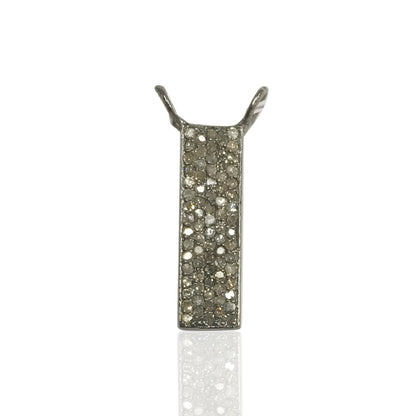 Rectangle Diamond Charms .925 Oxidized Sterling Silver Diamond Charms, Genuine handmade pave diamond Charm Size Approx 0.72"(6 x 18 mm)