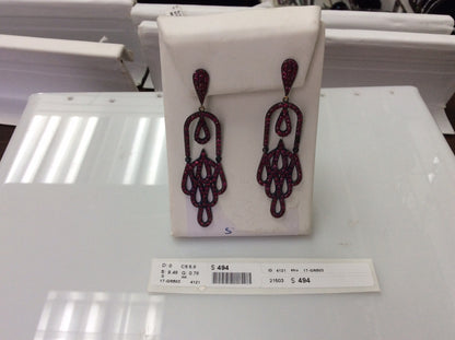 Silver Ruby Black Rhodium Finish Earring.