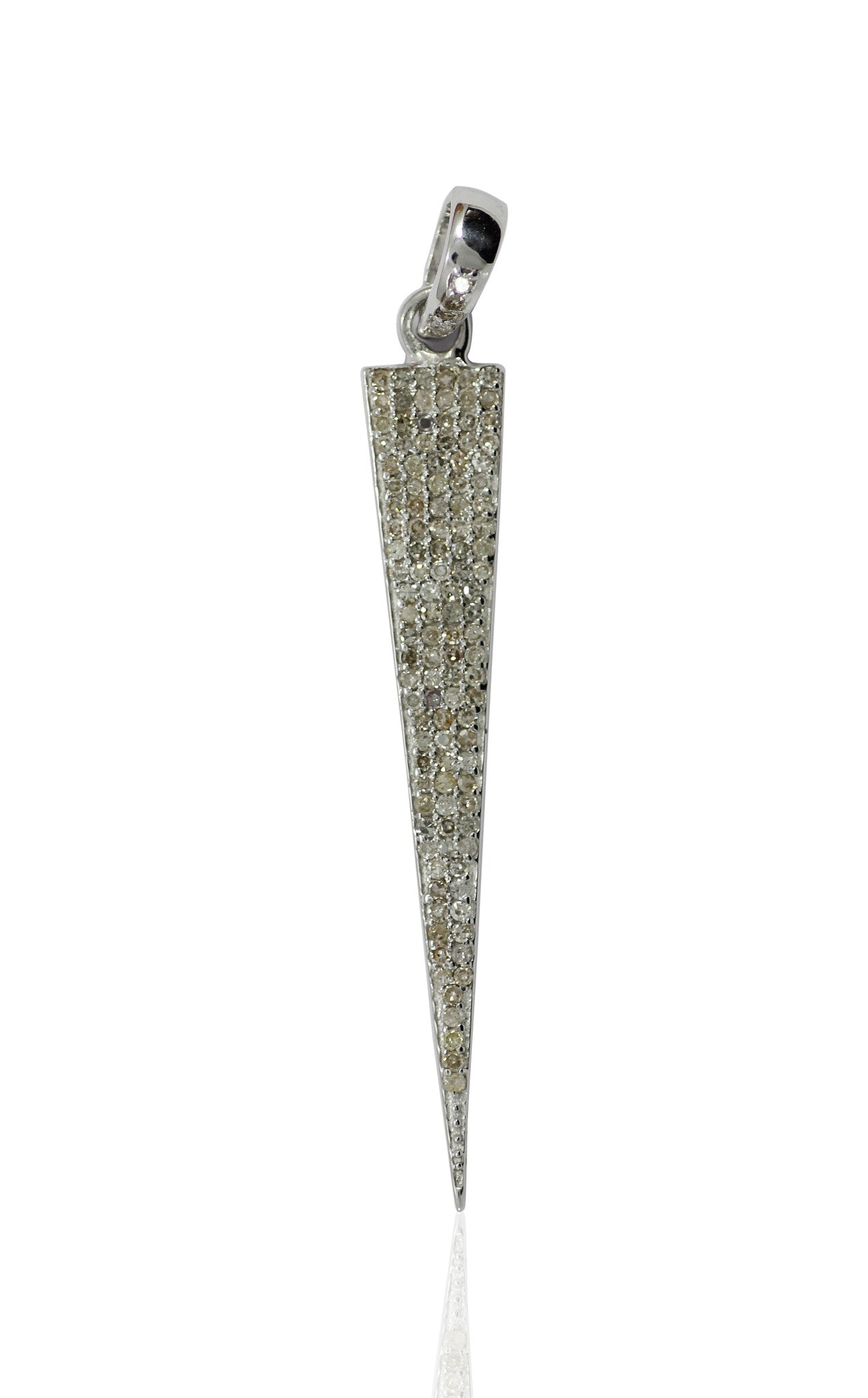 Diamond Spike Pendant, Pave Diamond Pendant,Pave Spike Necklace, Appx 46 x 8mm. Sterling Silver