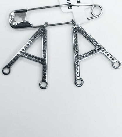 Letter A Diamond Charm .925 Oxidized Sterling Silver Diamond Charms, Genuine handmade pave diamond Charm Size Approx 0.96"( 19 x 24 MM)